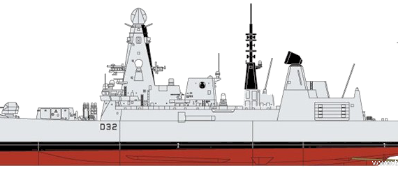 Корабль HMS Daring D32 [Type 45 Destroyer] - чертежи, габариты, рисунки